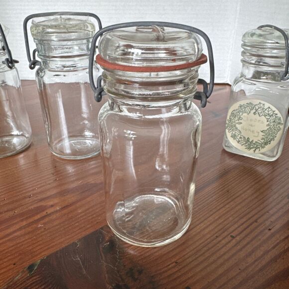 Lot Of 5 Vintage Glass Canning Jars Metal Bales 8 0z - Picture 5 of 16